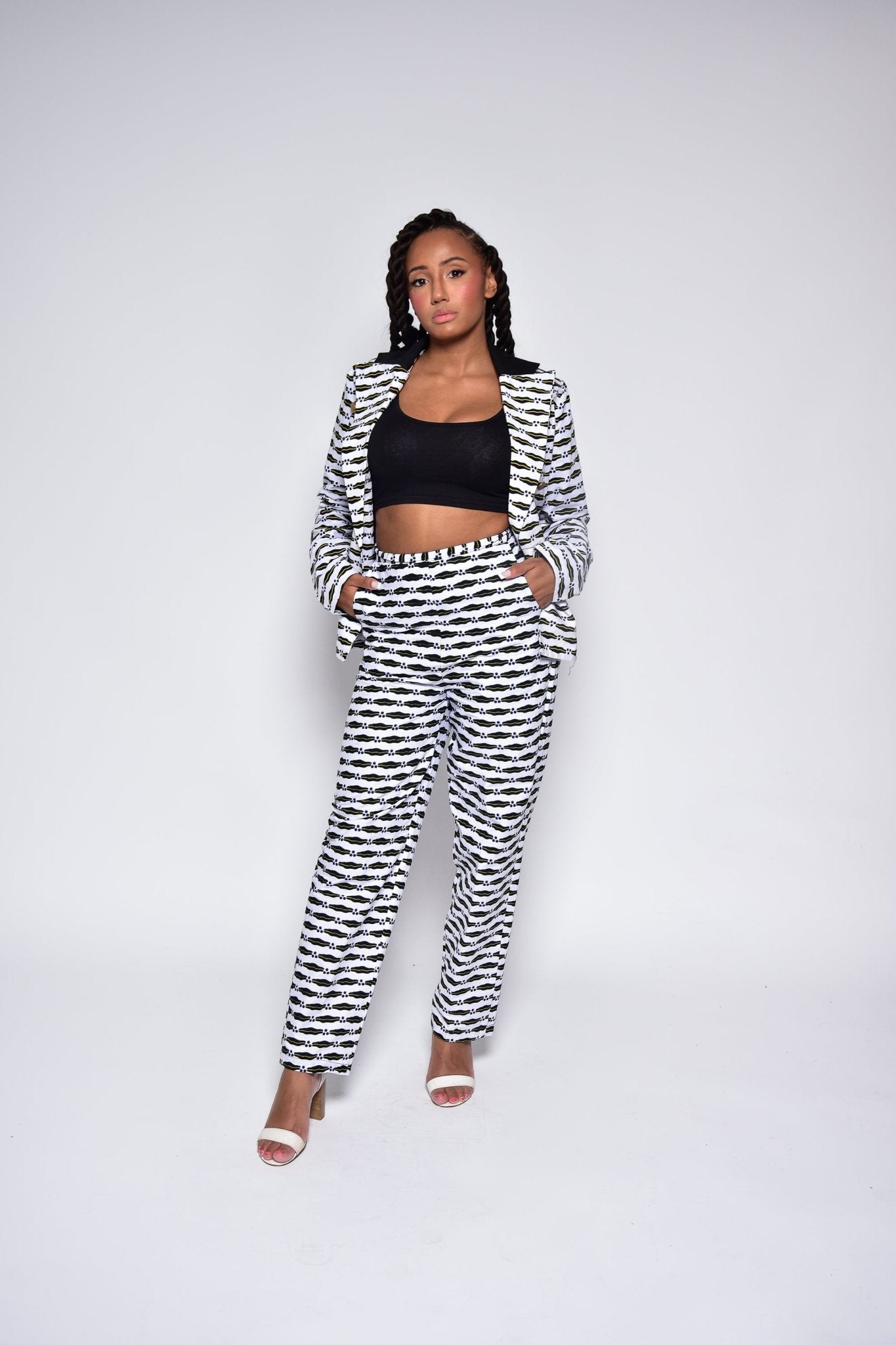 Veste croisée ESTHER en wax à imprimé africain – fait main - makomie